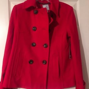 Red pea coat size medium